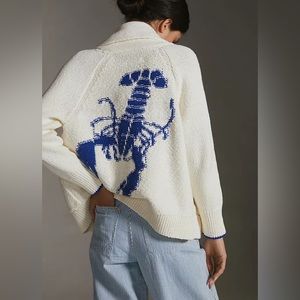 Anthropologie Maeve Blue Lobster Cardigan NWT sz 2x
